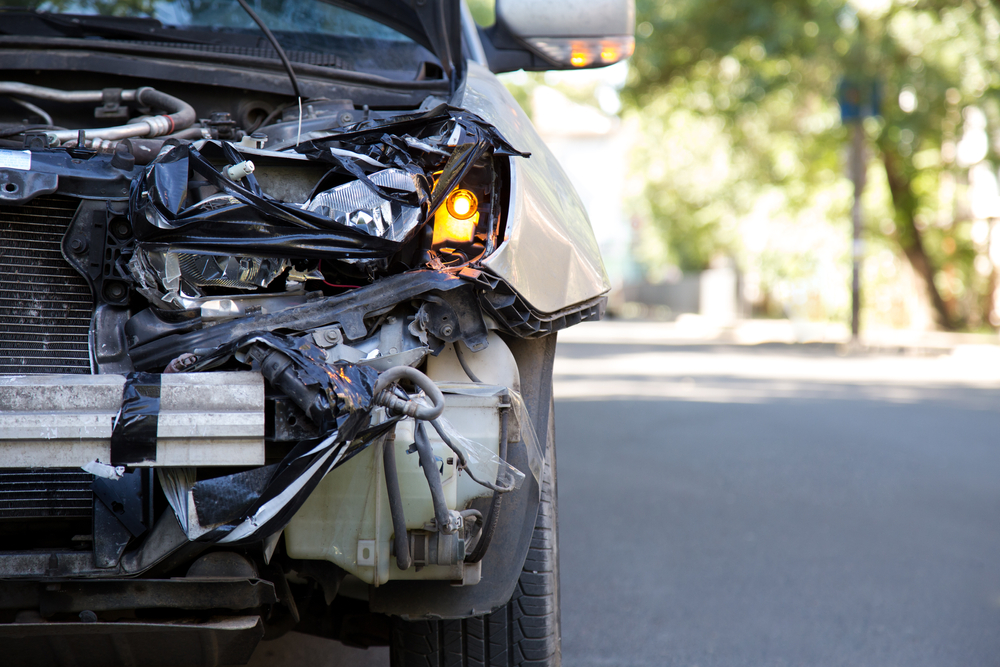 Damaged car after car accident - Lasky Justus Law - Your Savannah Law Firm for Car Wrecks